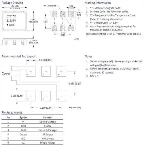 CTS晶振,石英晶體振蕩器,315晶振,315LB3I1228T晶振