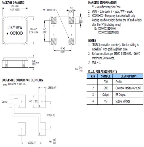 CTS晶振,耐高溫晶振,636高性能晶振