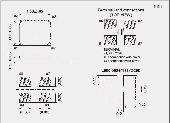 NDK晶振力薦史上最小體積NX1008AA晶振體積僅為1.0*0.8mm