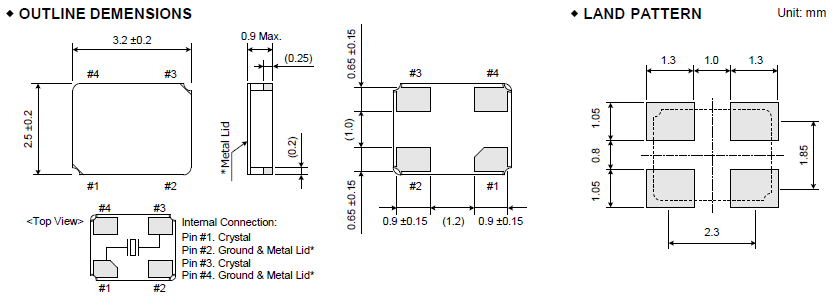 FCX-04C晶振,無源貼片晶振,3.2*2.5mm晶振