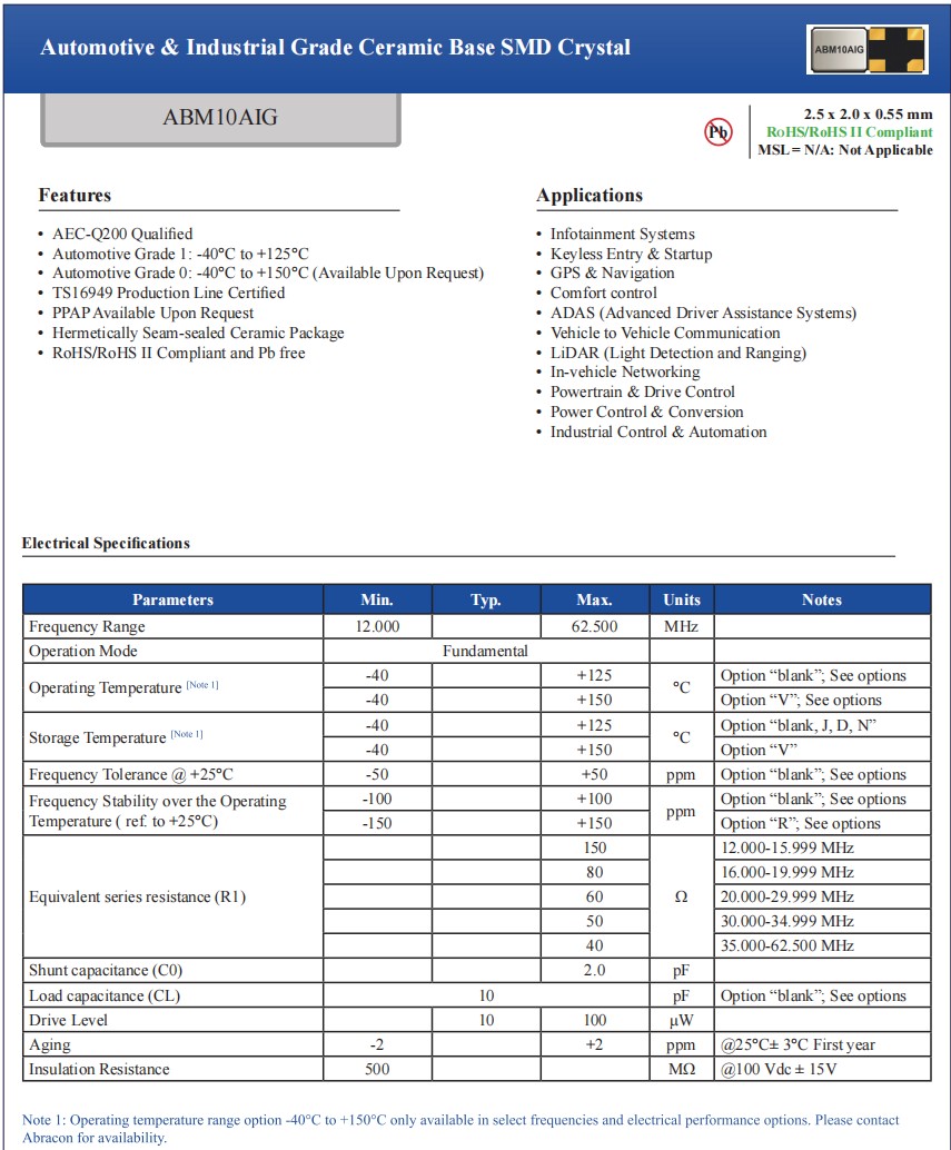 ABM10AIG規(guī)格